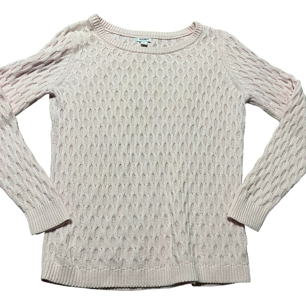 Baby Pink Cable Knit Sweater Scoop Neck Spring Easter Size Large Girly